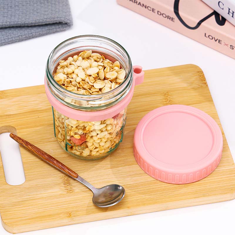 Food Storage Glass Round - Overnight Oats Container with Lid and