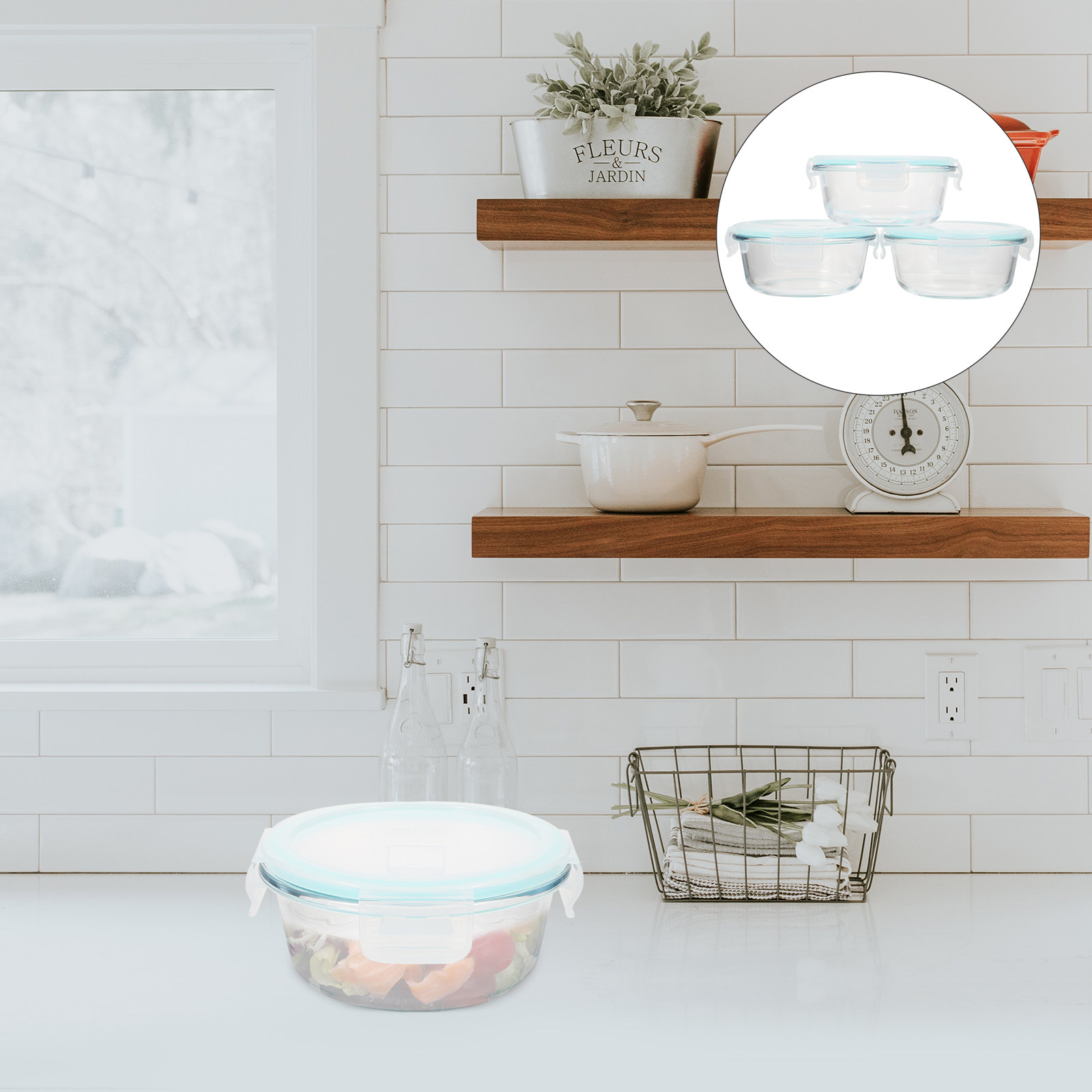 Food Storage Glass Round - 3Pcs Round Food Storage Container Premium