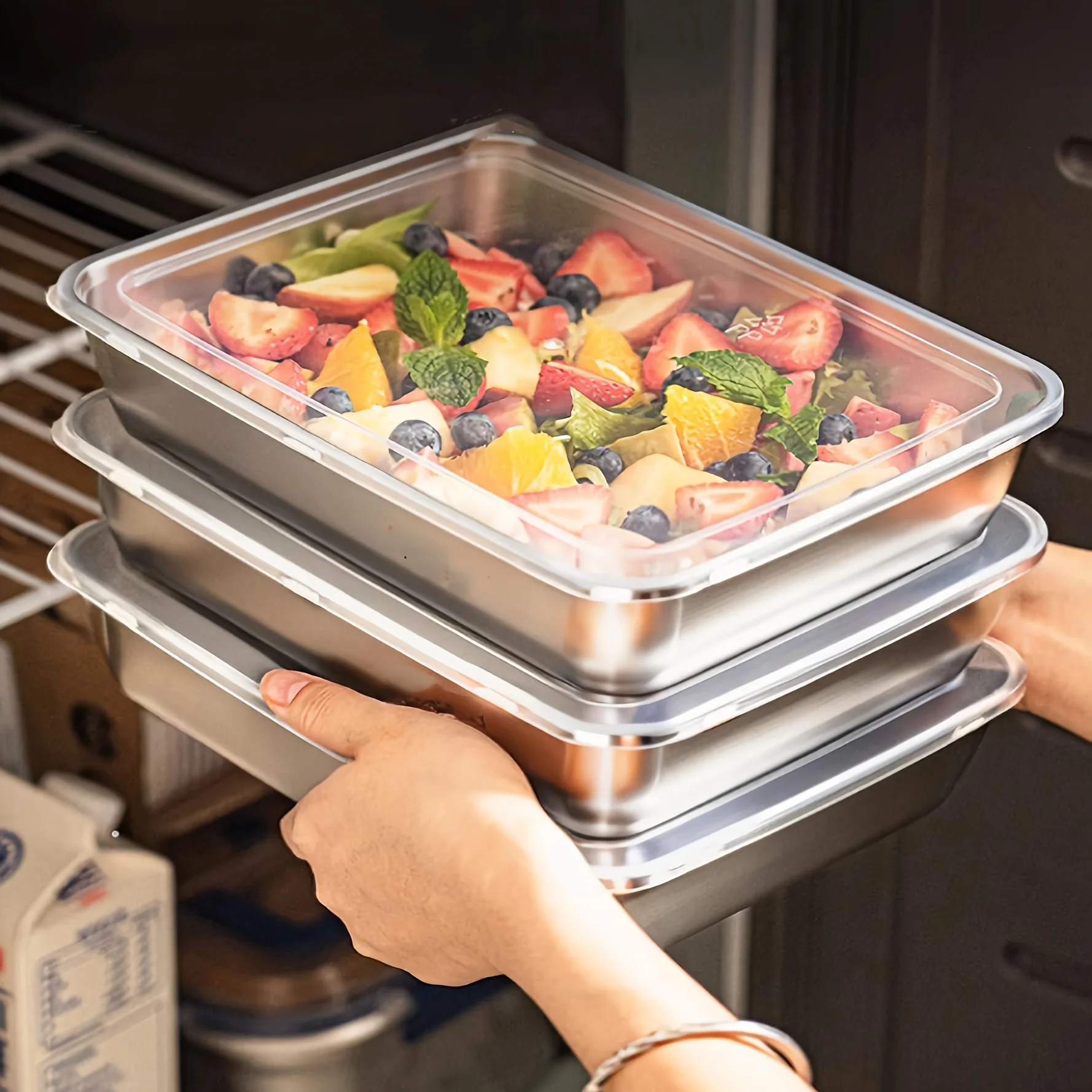 Stainless Lunch Box - 3pcs Stainless Steel Food Containers &