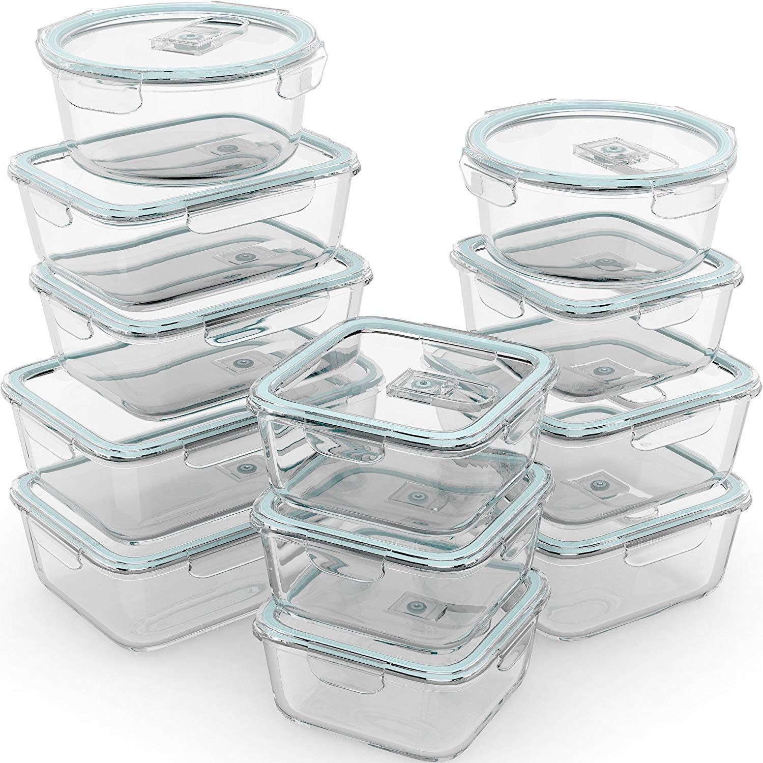 Food Storage Plastic - 24 Pc Airtight Glass Food Storage