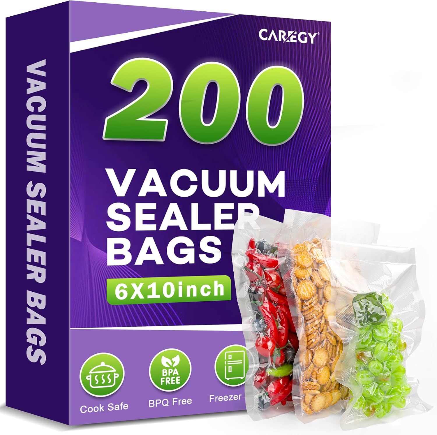 Food Storage Vacuum Sealer Machine - 200 Vacuum Sealer Bags 6x10in BPA