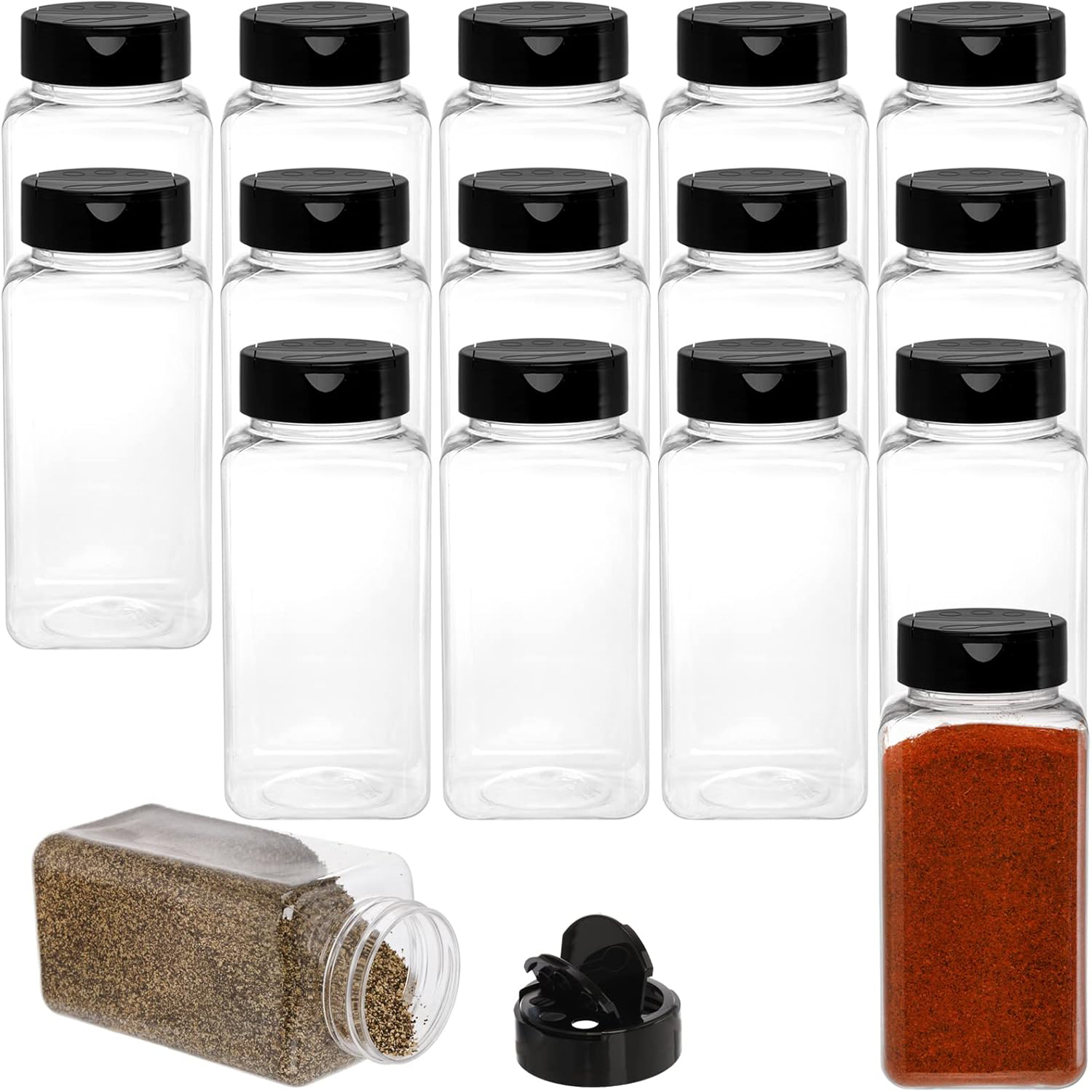 Food Storage Large - Square Large Plastic Spice Jars with