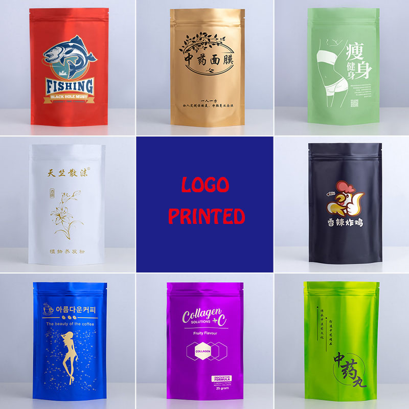 Food Storage Zip Bags - Resealable Stand Up Aluminum Foil Zip
