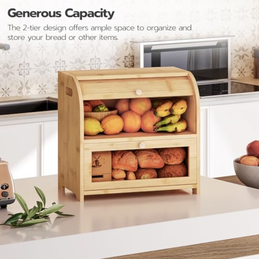 Bread Box, Bamboo Bread Box fo - đánh giá và giá Food Storage Large