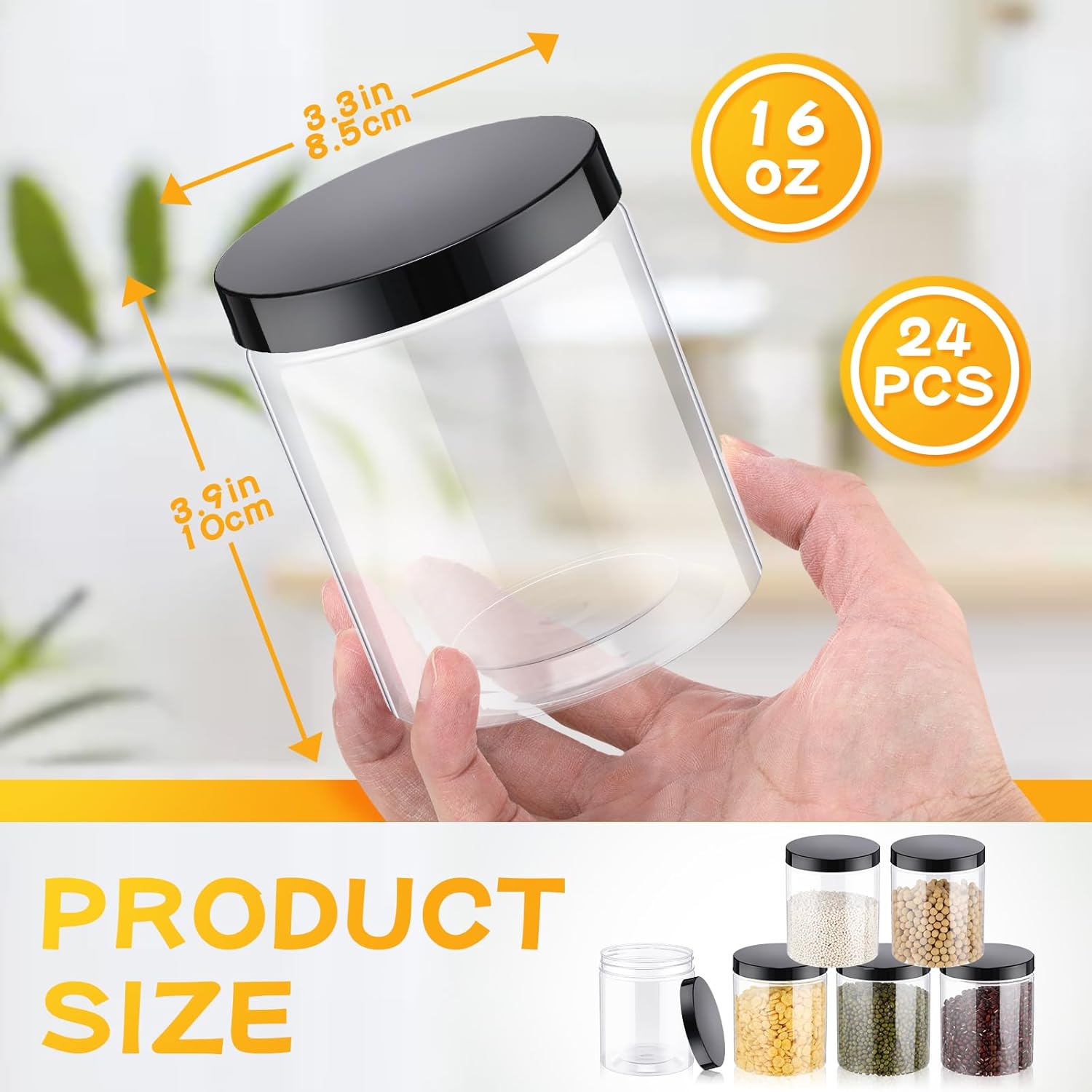 24 Pcs 16oz Plastic Jars with  - đánh giá và giá Food Storage Plastic