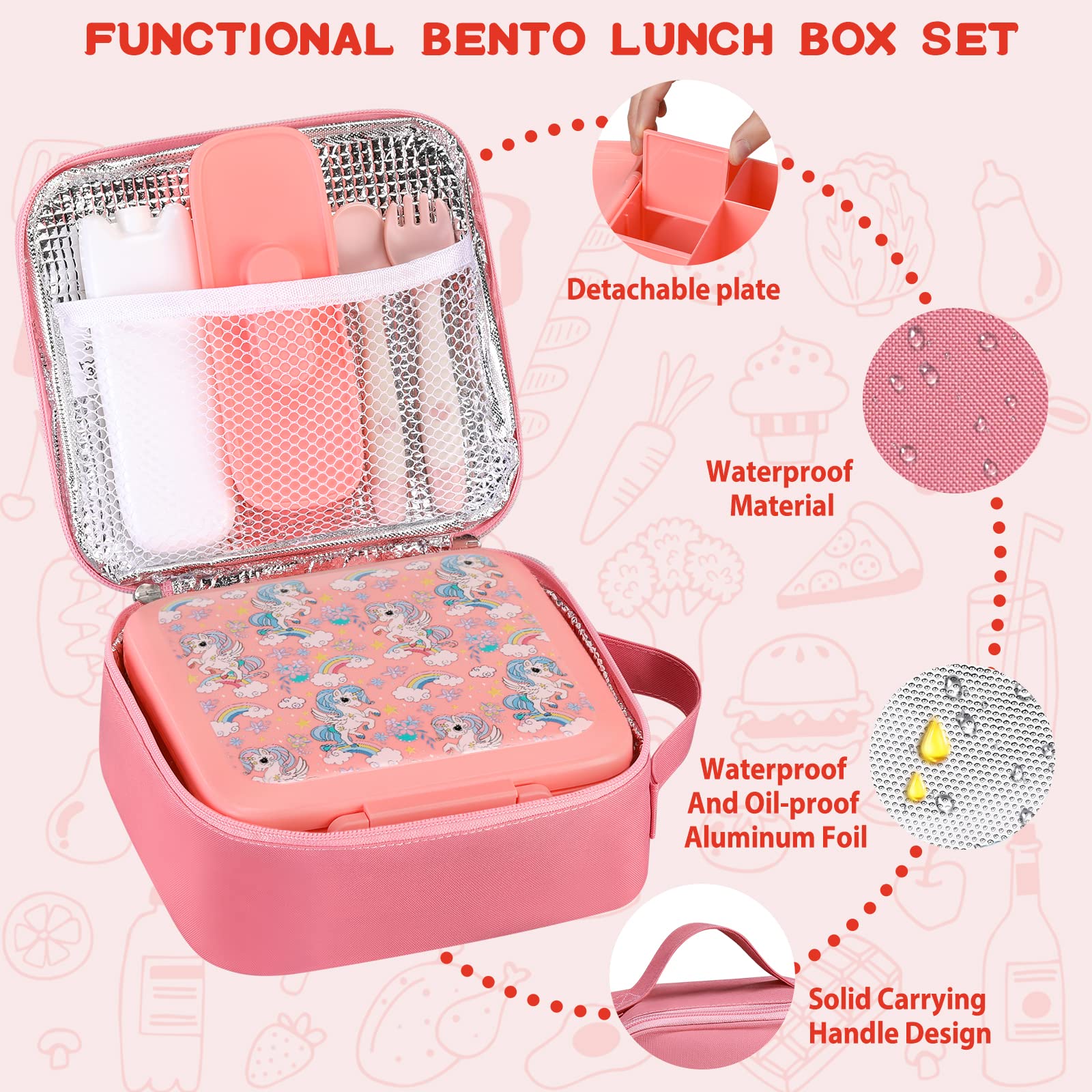 Bento Lunch Box for Kids With  - đánh giá và giá Food Storage Zip Bags