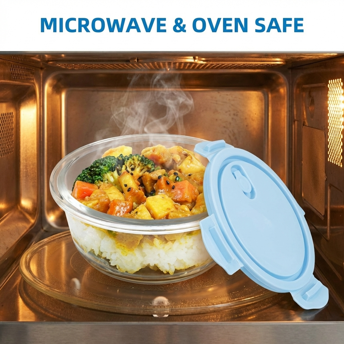 Rock Blue Round Glass Food Sto - đánh giá và giá Food Storage Glass Round