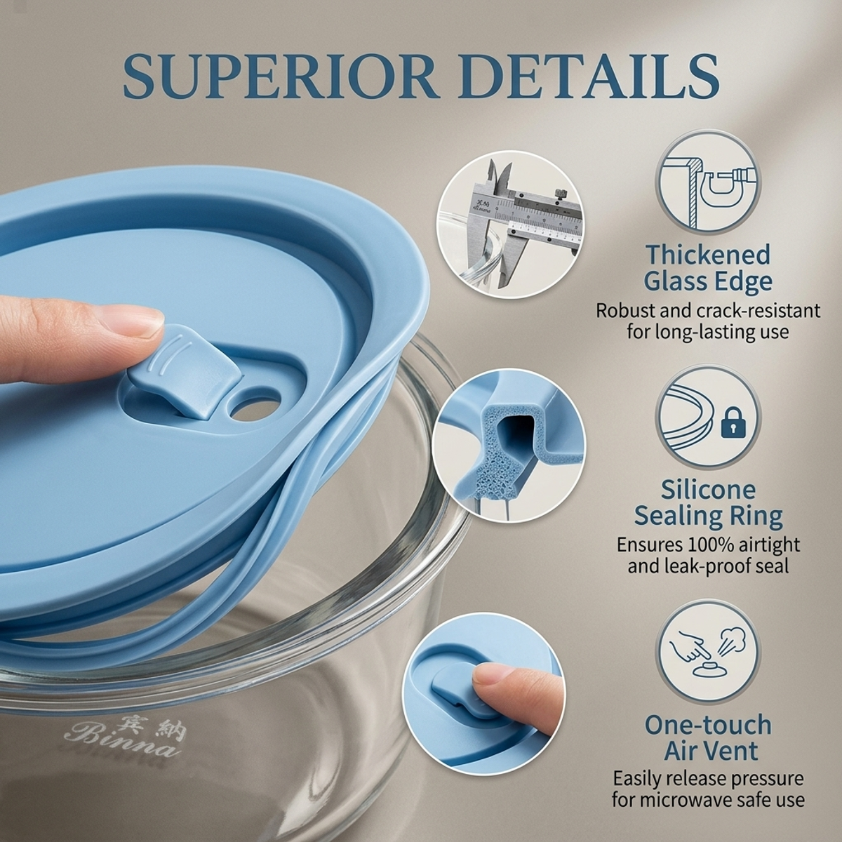 Rock Blue Round Glass Food Sto - đánh giá và giá Food Storage Glass Round