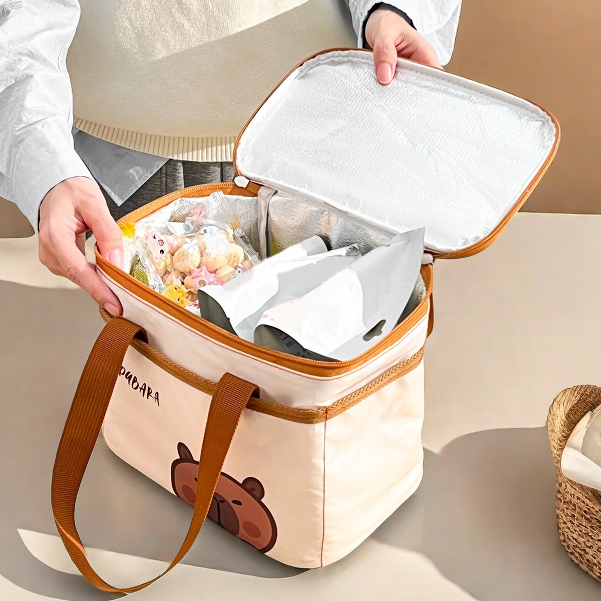 Cute Capybara Insulated Lunch  - đánh giá và giá Food Storage Bags Reusable