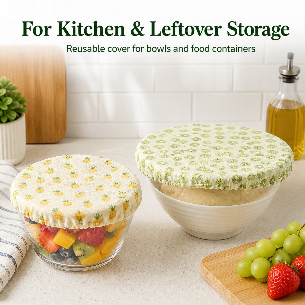 Cotton Bowl Cover, Elastic Edg - đánh giá và giá Food Storage Yellow