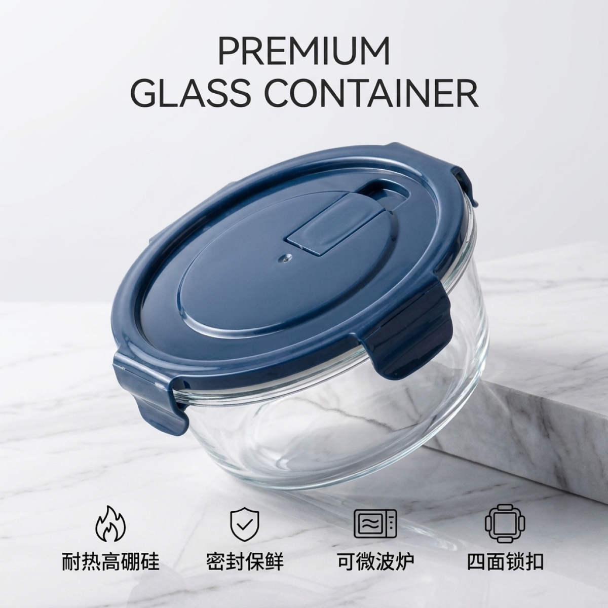 Blue Cartoon Sushi Round Glass - đánh giá và giá Food Storage Glass Round