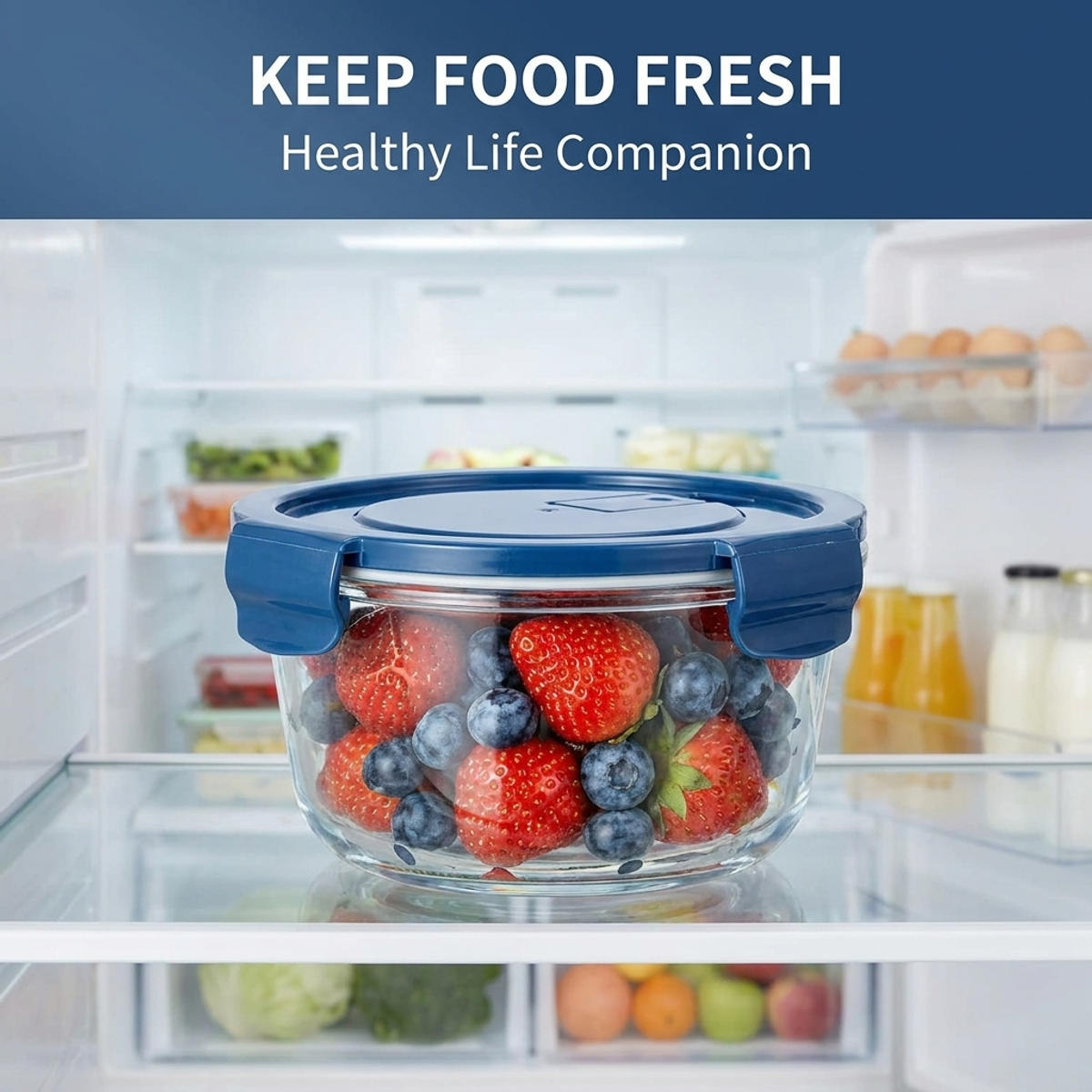 Blue Cartoon Sushi Round Glass - đánh giá và giá Food Storage Glass Round