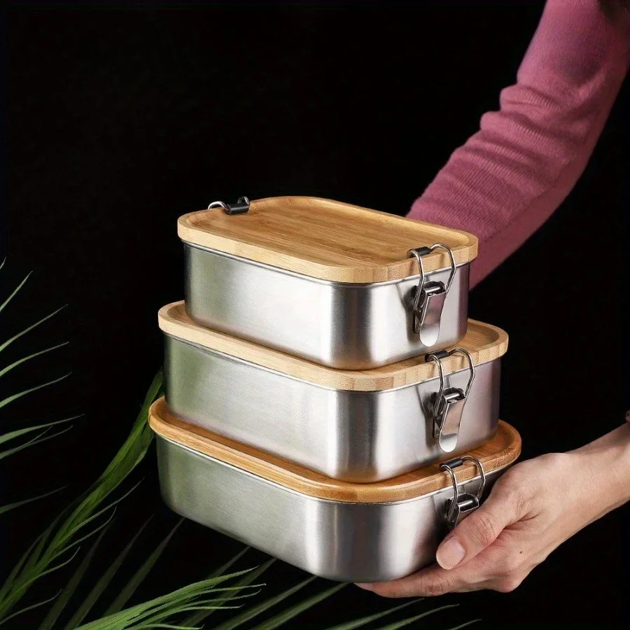 New 304 stainless steel bamboo - đánh giá và giá Stainless Lunch Box