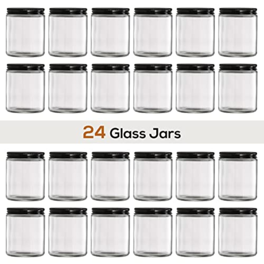 Pack, 8 OZ Thick Glass Jars wi - đánh giá và giá Food Storage Glass Round