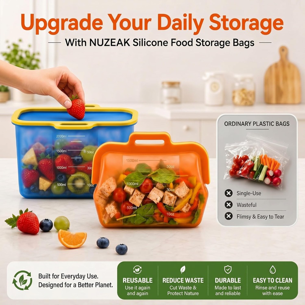 Reusable Silicone Food Storage - đánh giá và giá Food Storage Bags Reusable