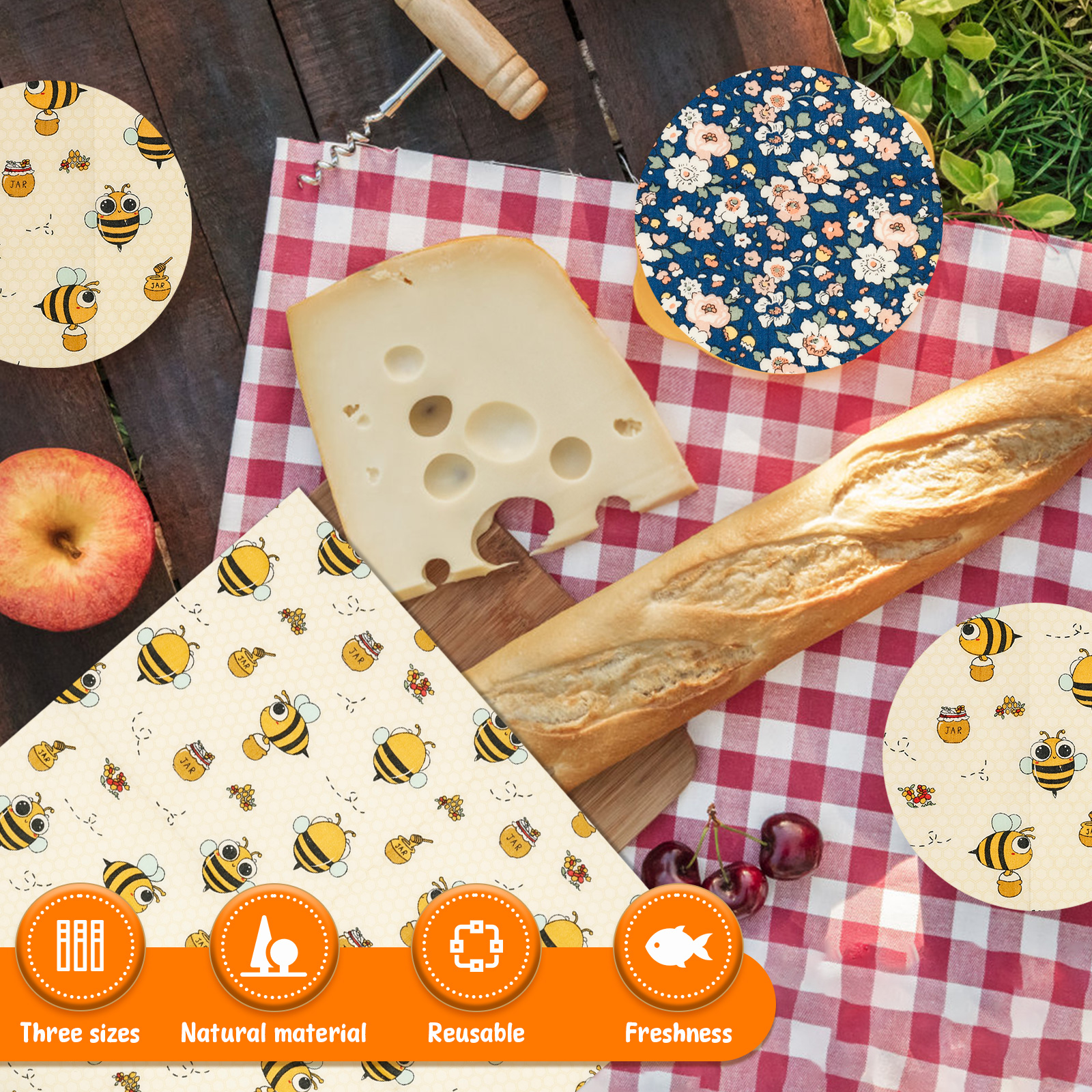 9Pcs Beeswax Food Wraps 3 Size - đánh giá và giá Beeswax Food Wrap