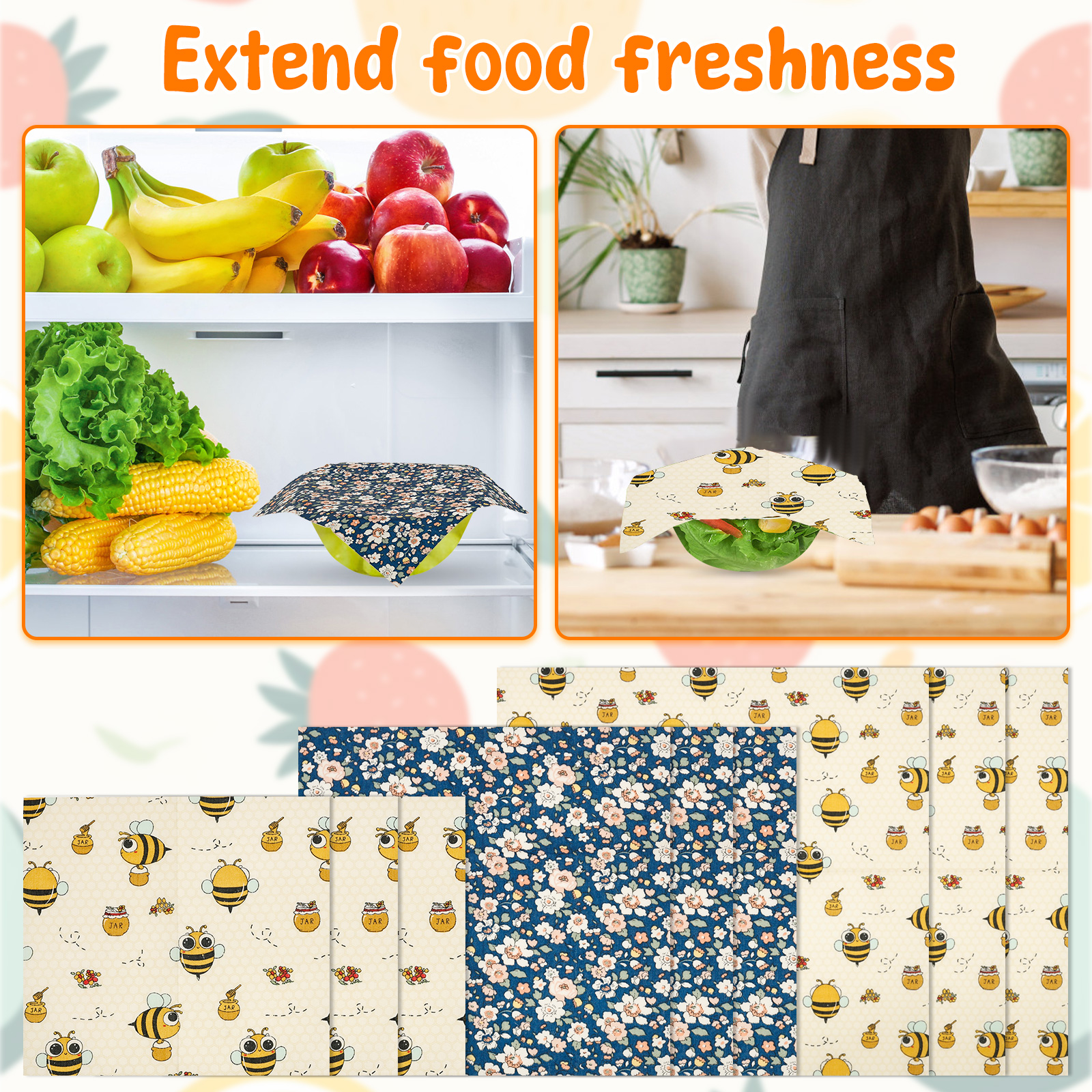 9Pcs Beeswax Food Wraps 3 Size - đánh giá và giá Beeswax Food Wrap