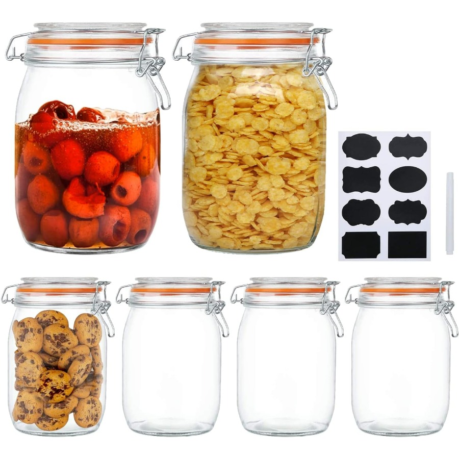 Glass Jars 32oz,Airtight Glass - đánh giá và giá Food Storage Glass Round