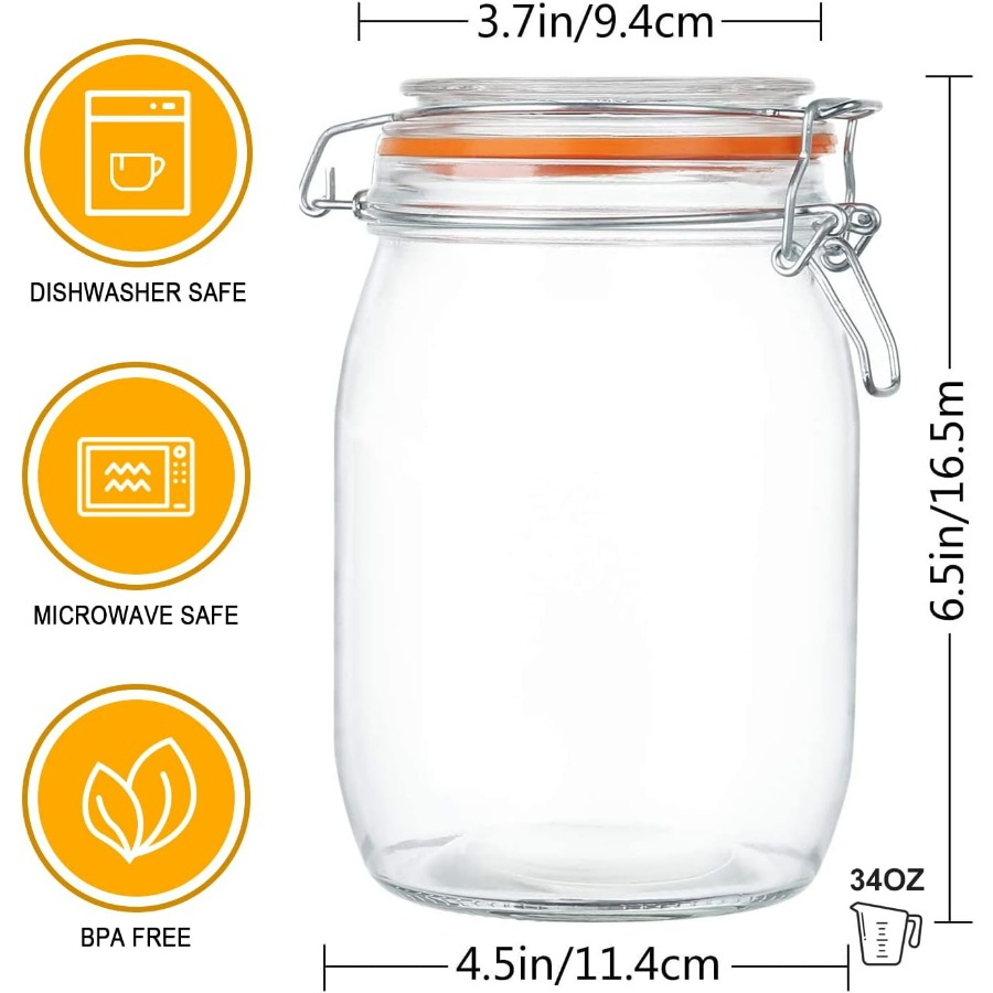 Glass Jars 32oz,Airtight Glass - đánh giá và giá Food Storage Glass Round