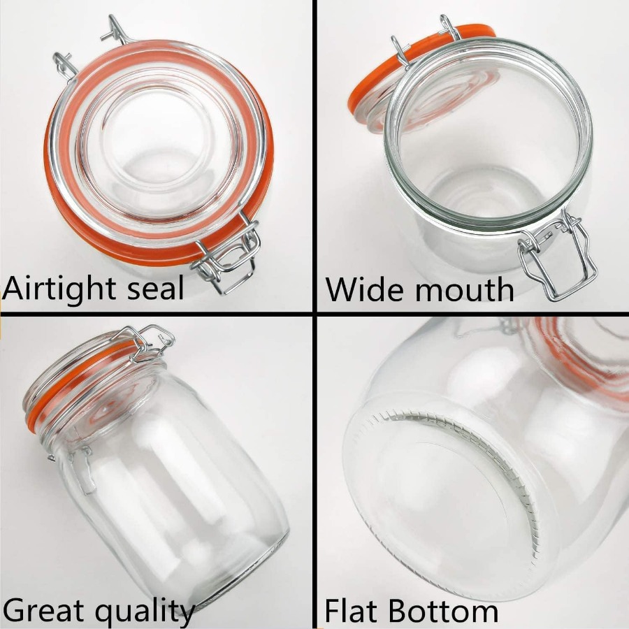 Glass Jars 32oz,Airtight Glass - đánh giá và giá Food Storage Glass Round