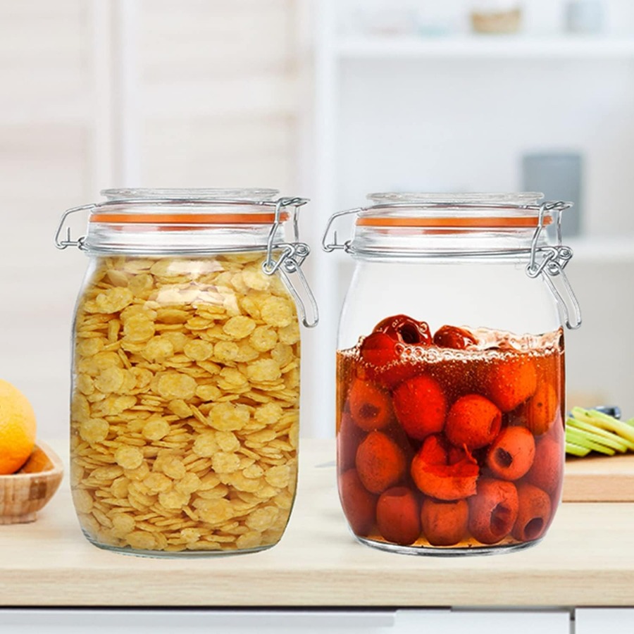 Glass Jars 32oz,Airtight Glass - đánh giá và giá Food Storage Glass Round