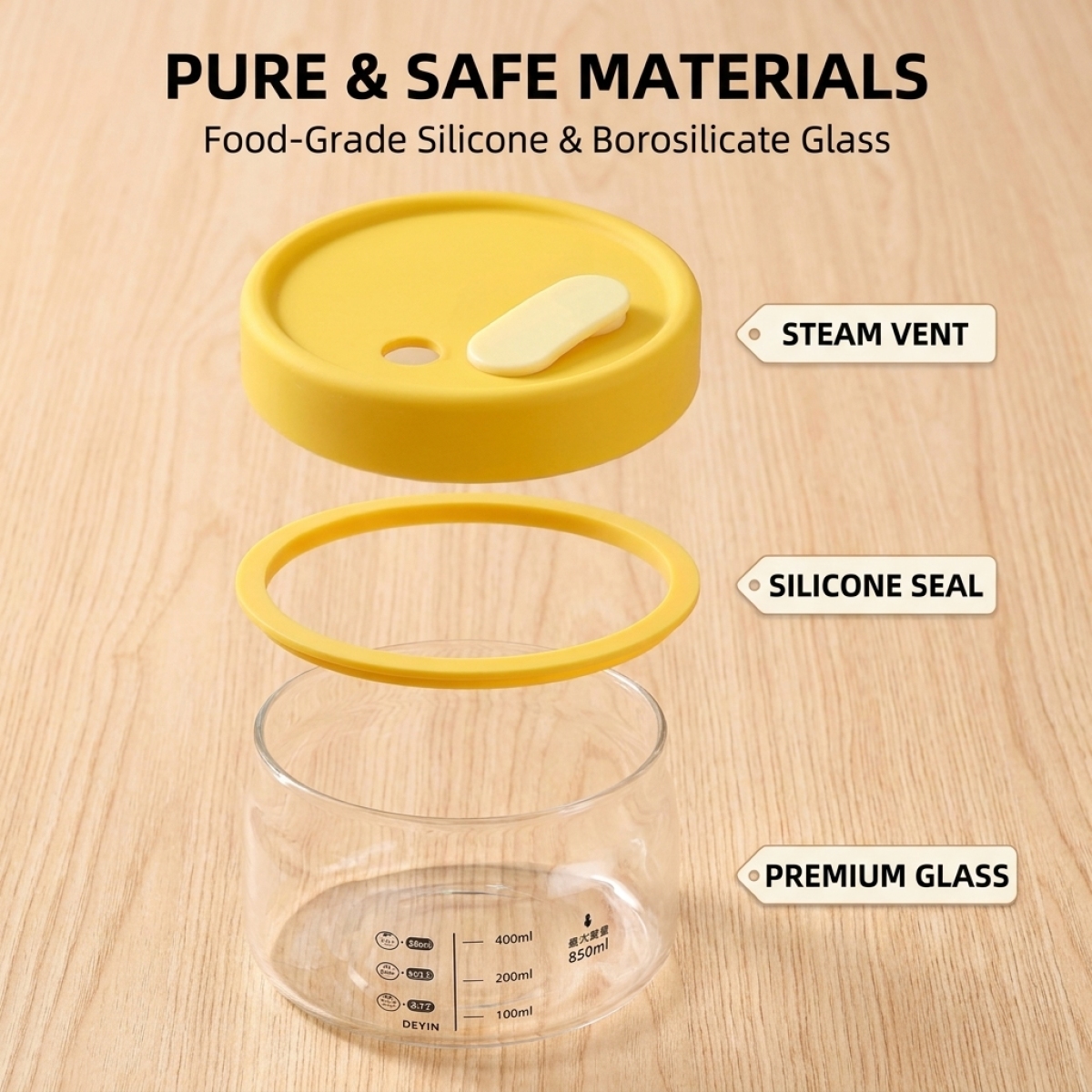 Leakproof Glass Food Storage C - đánh giá và giá Food Storage Yellow