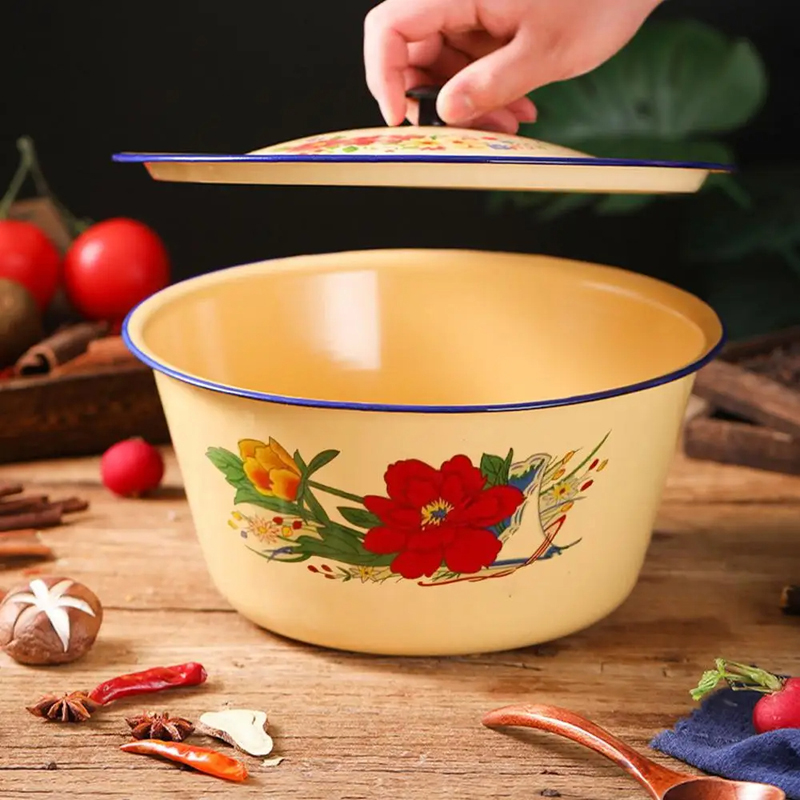 Food Storage Pot Enamel Basin  - đánh giá và giá Food Storage Yellow