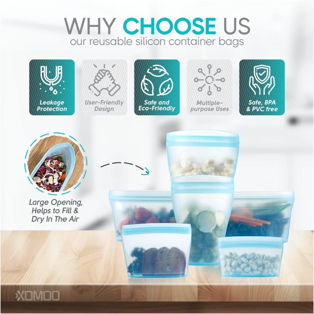 6 Pcs Reusable Silicone Food B - đánh giá và giá Food Storage Bags Reusable